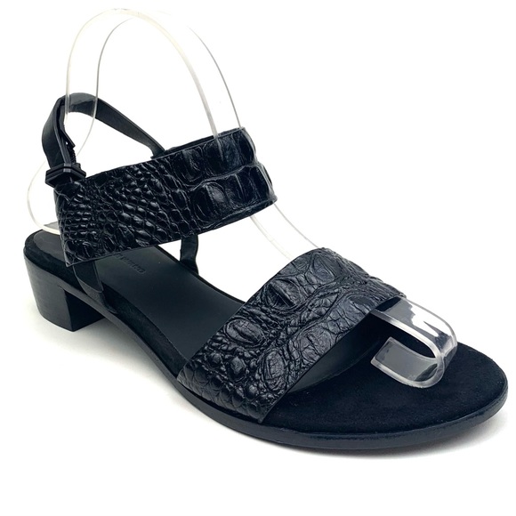 Alexander wang crocodile sandal black leather low heel Croc size 36 - Picture 2 of 10